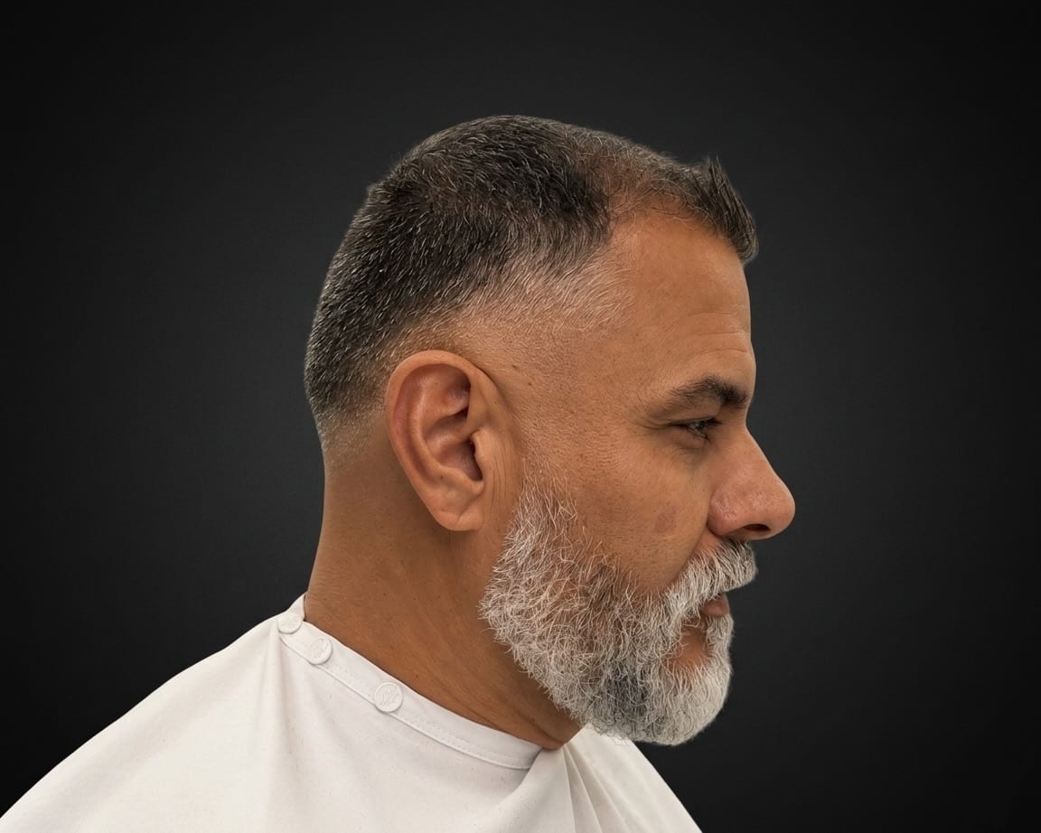 Gentleman's cut, scissor taper , beard sculpt, Juan Zapata, barber in Davie, FL