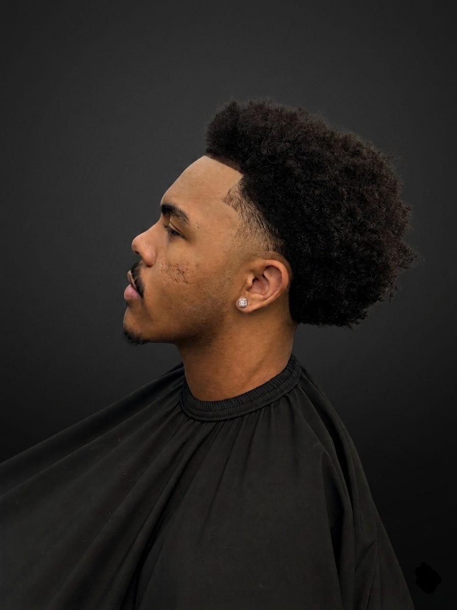 Temple fade, curl sponge , line-up, Juan Zapata, barber in Davie, FL