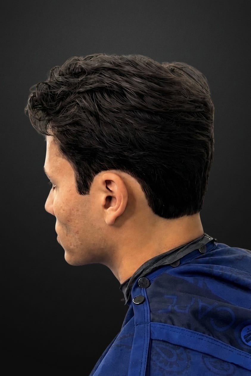 Textured back, textured pomp , taper, Juan Zapata, barber in Davie, FL